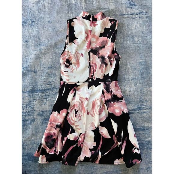Forever 21 Black Cream Pink High Neckline Sleeveless Mini Dress Large - Picture 8 of 8